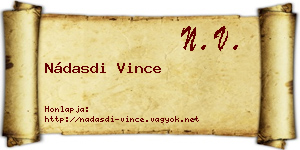 Nádasdi Vince névjegykártya